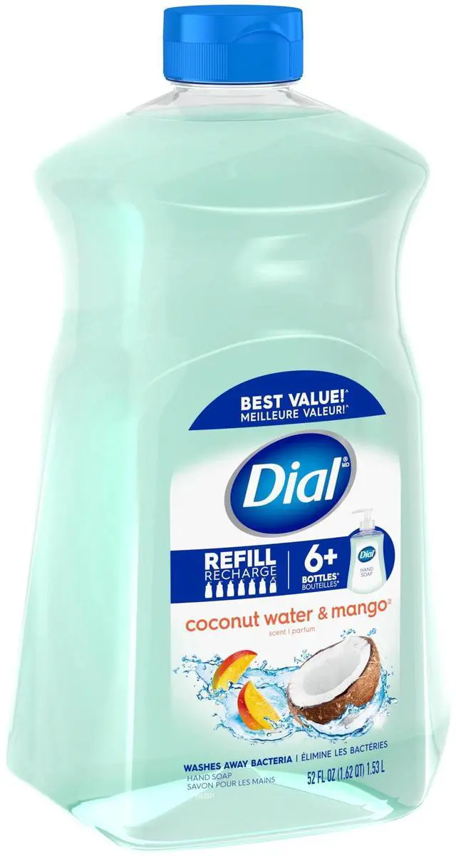 Alt view image 2 of 7 - Dial Clean + Gentle Liquid Hand Soap Refill, Coconut Water & Mango Gentle Hand Soap, 52 oz