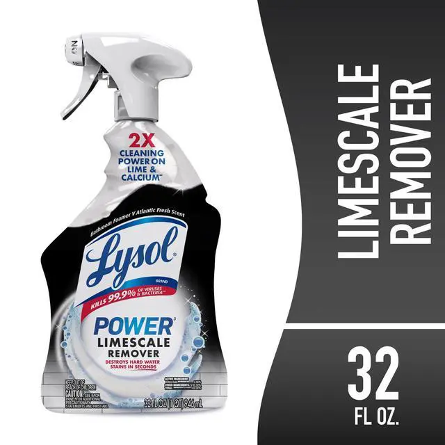 Alt view image 5 of 7 - Lysol Power Limescale Remover Bathroom Cleaner Spray, Hard Water Stain Remover, Disinfecting Multipurpose Cleaner, 0% Bleach, Atlantic Fresh Scent, 32 fl oz