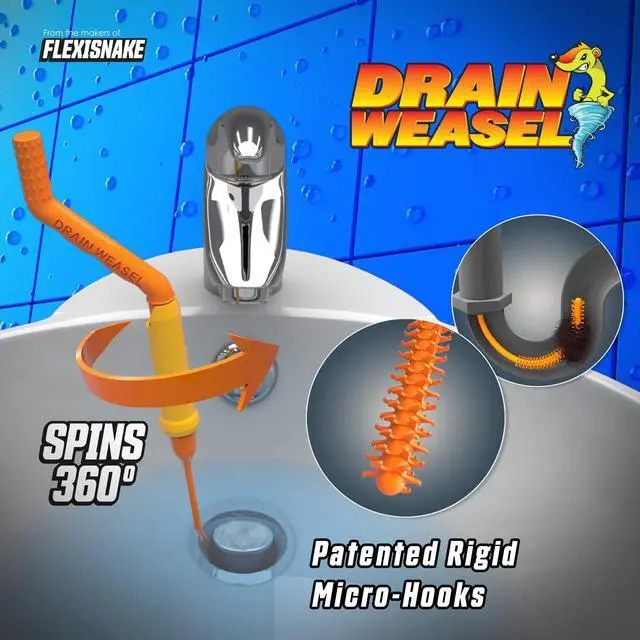 Alt view image 2 of 7 - FlexiSnake Drain Weasel Pro Snake Hair Clog Remover, Starter Kit 2 Pack