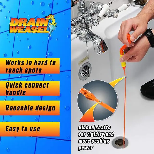 Alt view image 6 of 7 - FlexiSnake Drain Weasel Pro Snake Hair Clog Remover, Starter Kit 2 Pack