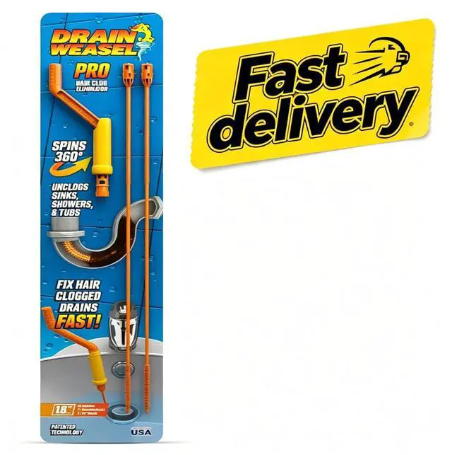 Main image of FlexiSnake Drain Weasel Pro Snake Hair Clog Remover, Starter Kit 2 Pack