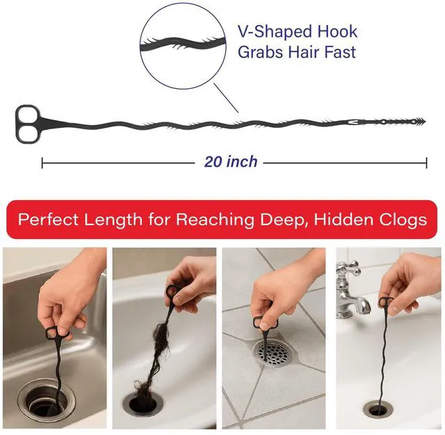 Alt view image 2 of 7 - Dr. Rooter 20" Drain Snake with 46 Trap Spikes, Non-Toxic & Reusable, 2 Pack