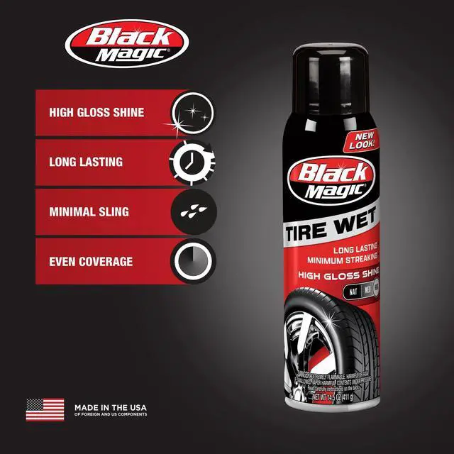 Alt view image 3 of 6 - Black Magic Tire Wet Spray 14.5 oz. Tire Shine - BC23220W