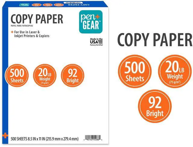Alt view image 2 of 6 - Pen + Gear Copy Paper, 8.5" x 11", 92 Bright, White, 20 lb., 1 Ream (500 Sheets)