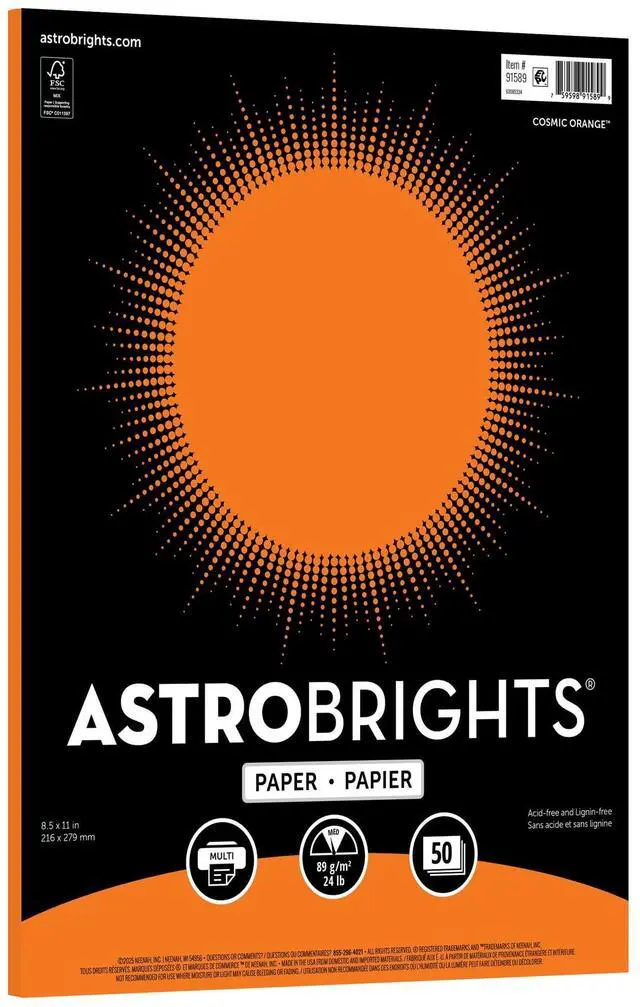 Main image of Astrobrights Colored Paper, 8.5" x 11", 24 lb./89 gsm, Cosmic Orange, 50 Sheets
