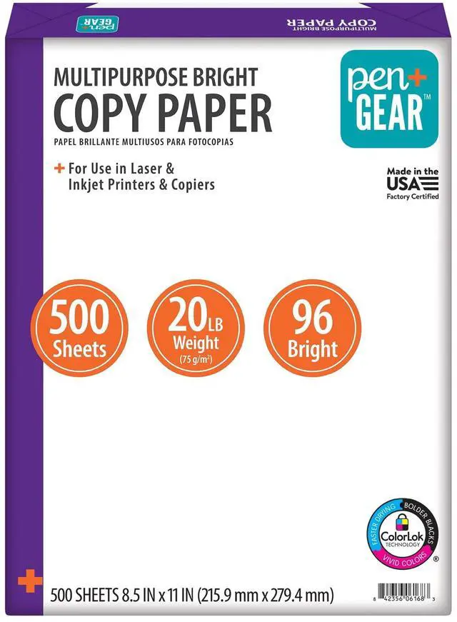 Main image of Pen+Gear Multipurpose Bright Paper, 8.5" x 11", 96 Bright, White, 20 lb., 1 Ream (500 Sheets)