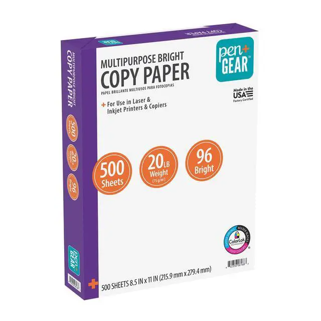 Alt view image 3 of 5 - Pen+Gear Multipurpose Bright Paper, 8.5" x 11", 96 Bright, White, 20 lb., 1 Ream (500 Sheets)