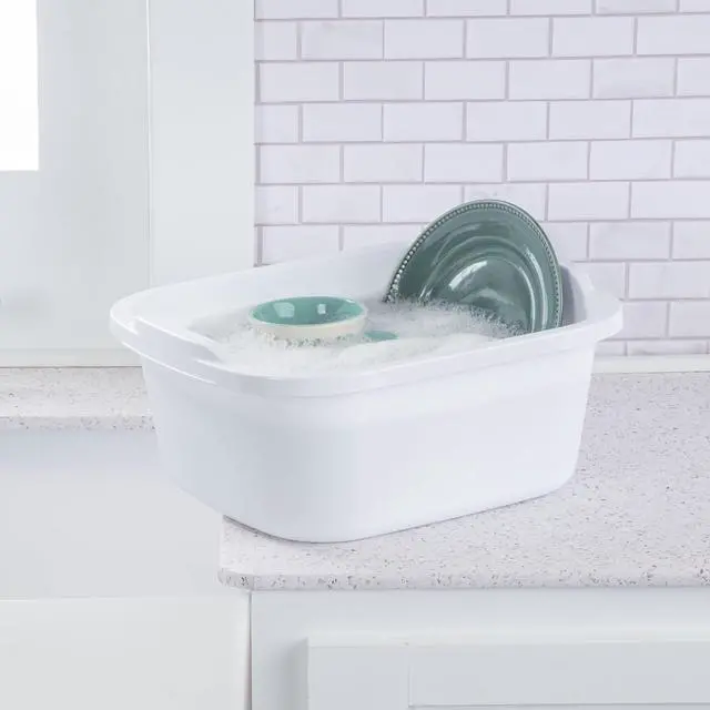 Alt view image 3 of 7 - (2 pack) Sterilite 12 Qt. Dishpan, Multi-Purpose Plastic Wash Tub, Kitchen, Sink, White