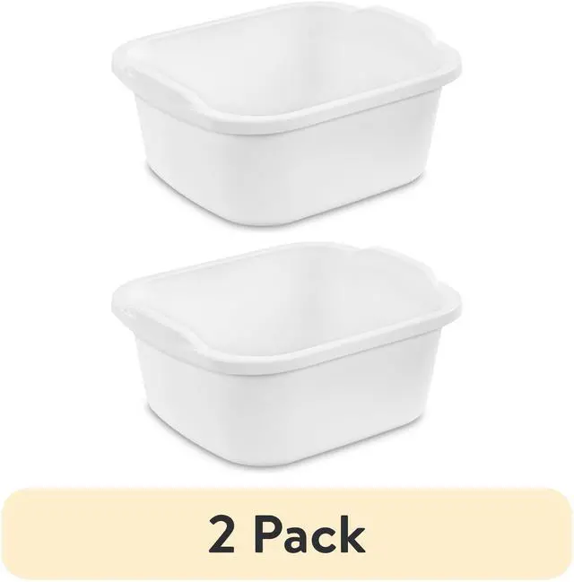 Main image of (2 pack) Sterilite 12 Qt. Dishpan, Multi-Purpose Plastic Wash Tub, Kitchen, Sink, White