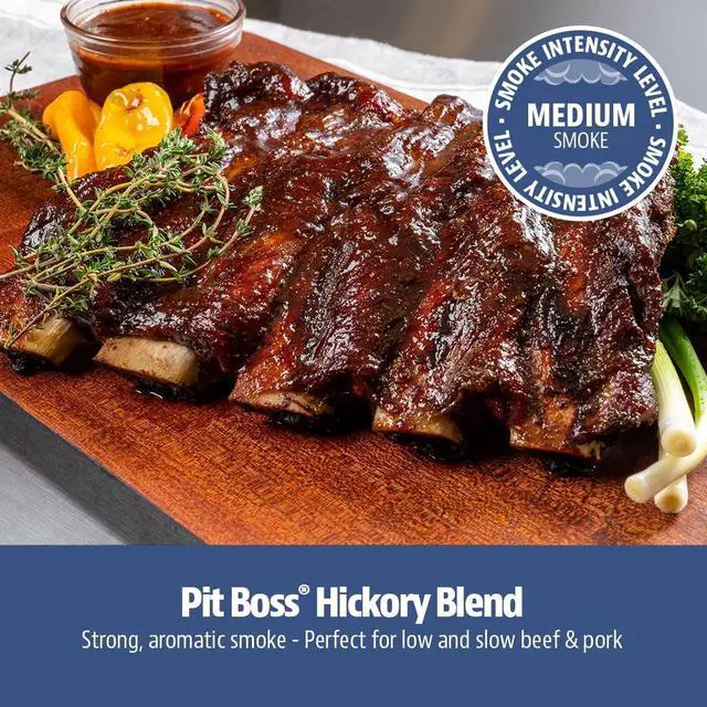 Alt view image 7 of 7 - Pit Boss 100% All-Natural Hardwood Hickory Blend BBQ Grilling Pellets, 20 Pound Bag