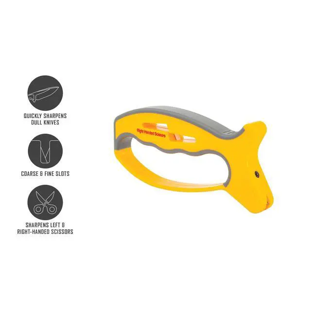 Alt view image 4 of 7 - Smiths 50170 JIFFY V-Sharp Knife & Scissors Sharpener | Yellow & Grey