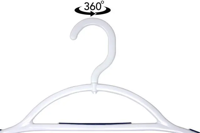 Alt view image 4 of 6 - Mainstays Non-Slip Plastic Swivel Neck Clothing Hangers, 5 Count, White & Blue, Adult