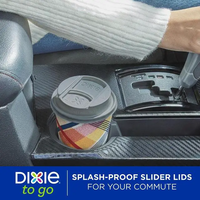 Alt view image 2 of 7 - Dixie To Go 16 oz Disposable Paper Cups with Slider Lid, Cozy Plaid, 18 Count