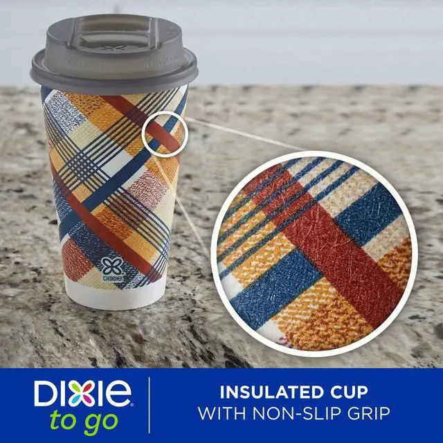 Alt view image 3 of 7 - Dixie To Go 16 oz Disposable Paper Cups with Slider Lid, Cozy Plaid, 18 Count