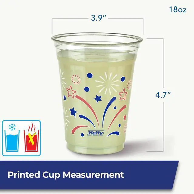 Alt view image 4 of 7 - Hefty Party On Disposable Plastic Party Cups, Patriotic Assorted Colors and Festive Print, 16 oz. & 18oz., 80 Count