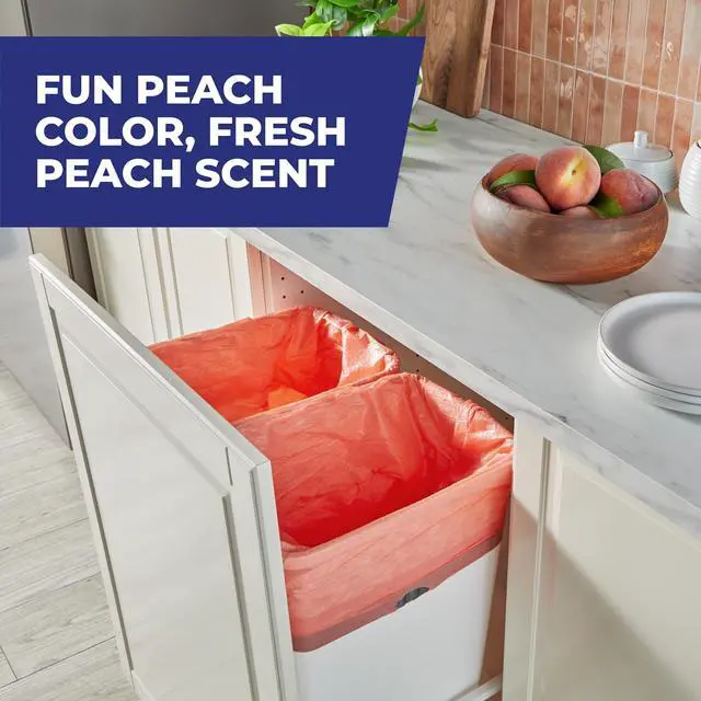 Alt view image 3 of 7 - Hefty Ultra Strong 13 Gallon Trash Bags, Tall Kitchen Trash Bags, Peach, Fabuloso Peach Scent, 20 Bags