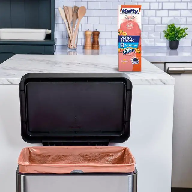 Alt view image 7 of 7 - Hefty Ultra Strong 13 Gallon Trash Bags, Tall Kitchen Trash Bags, Peach, Fabuloso Peach Scent, 20 Bags