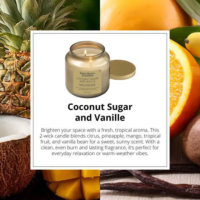 Alt view image 3 of 7 - Better Homes & Gardens 2-Wick Jar Candle, Coconut Sugar & Vanilla, 14 oz
