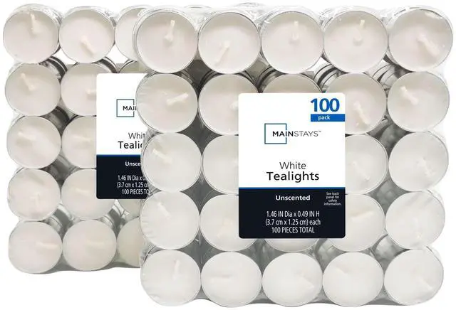Main image of Mainstays White Unscented Indoor/Outdoor Tealight Candles, 100 Count