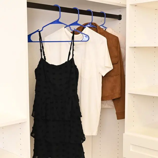 Alt view image 5 of 7 - Mainstays Plastic Notched Adult Hangers for Any Clothing Type, Royal Spice 50 Count