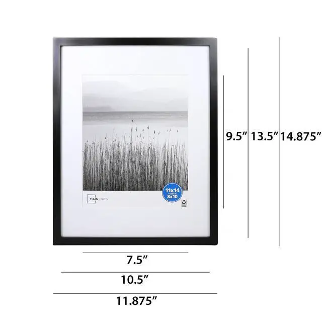 Alt view image 2 of 6 - Mainstays 11 x 14 Black Gallery Picture Frame, Matted to 8 x 10