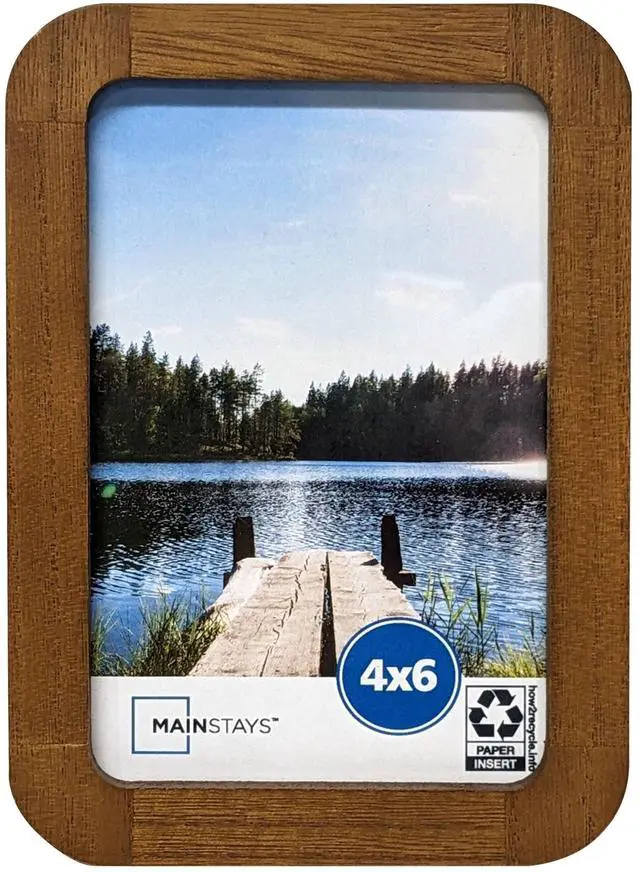Main image of Mainstays 4 x 6 Picture Frame, Walnut Wood Finish, Rounded Corners, Tabletop Photo Frame
