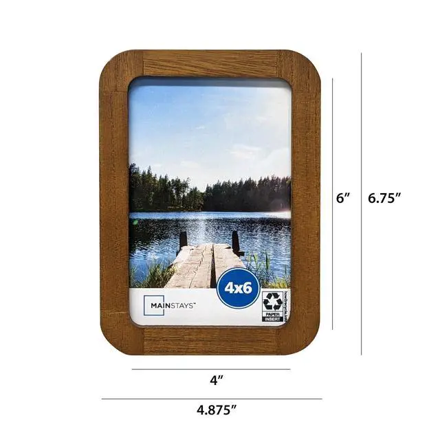 Alt view image 7 of 7 - Mainstays 4 x 6 Picture Frame, Walnut Wood Finish, Rounded Corners, Tabletop Photo Frame