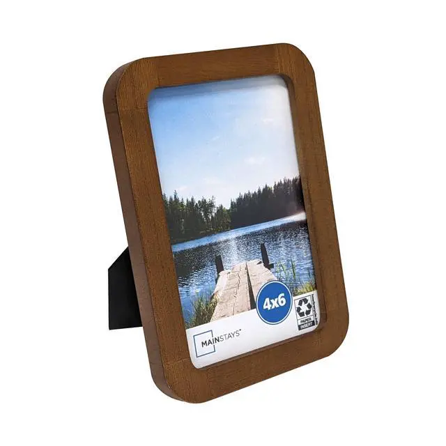 Alt view image 5 of 7 - Mainstays 4 x 6 Picture Frame, Walnut Wood Finish, Rounded Corners, Tabletop Photo Frame