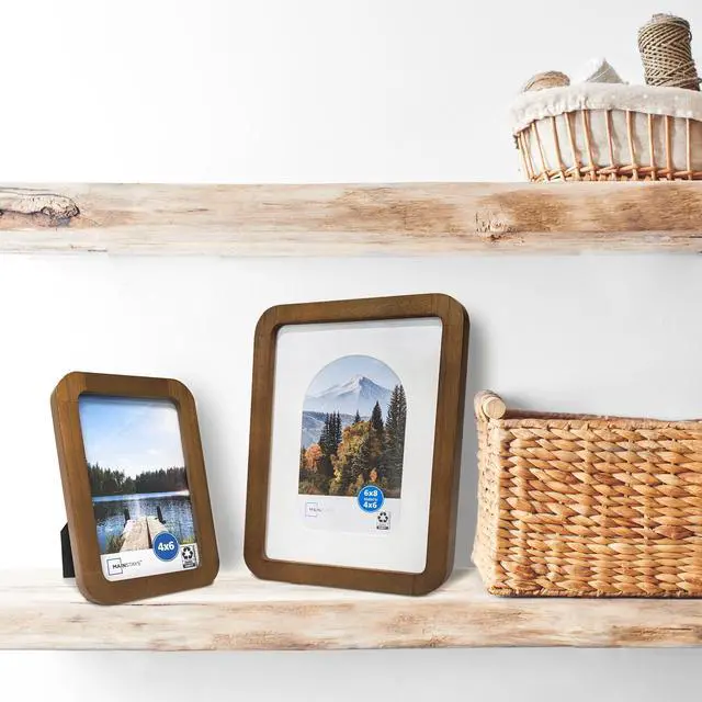 Alt view image 3 of 7 - Mainstays 4 x 6 Picture Frame, Walnut Wood Finish, Rounded Corners, Tabletop Photo Frame