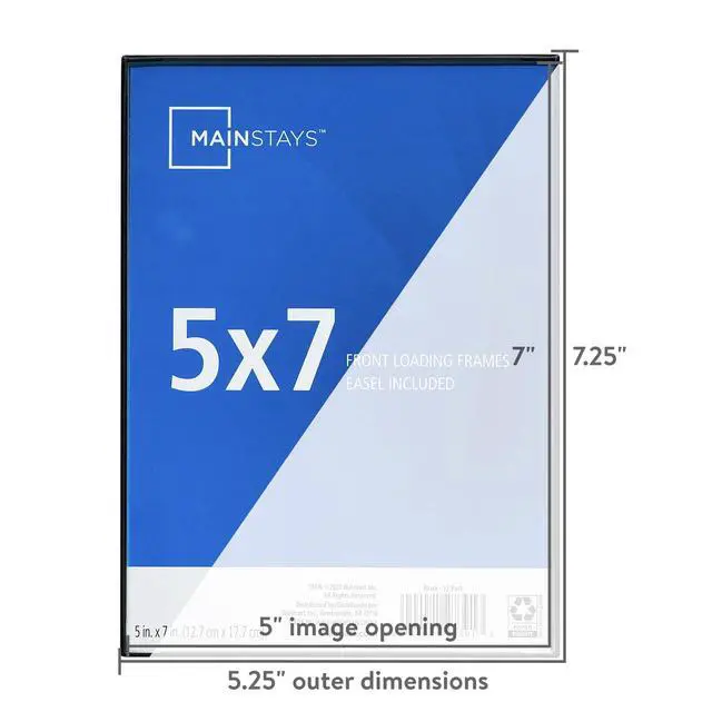 Alt view image 2 of 6 - (4 pack) Mainstays 5x7 Picture Frame Black Front Loading Wall or Tabletop Photo Frame