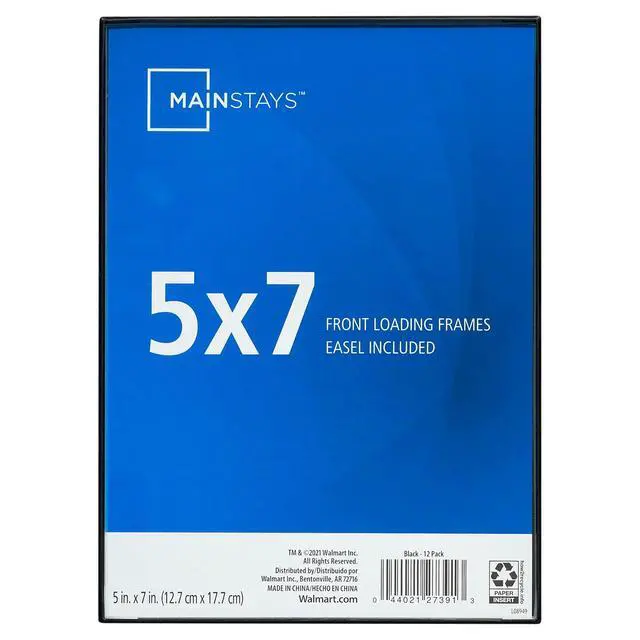 Alt view image 4 of 6 - (4 pack) Mainstays 5x7 Picture Frame Black Front Loading Wall or Tabletop Photo Frame