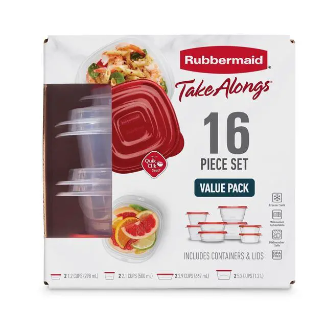 Alt view image 5 of 7 - Rubbermaid TakeAlongs Food Storage Containers, 16 Piece Set