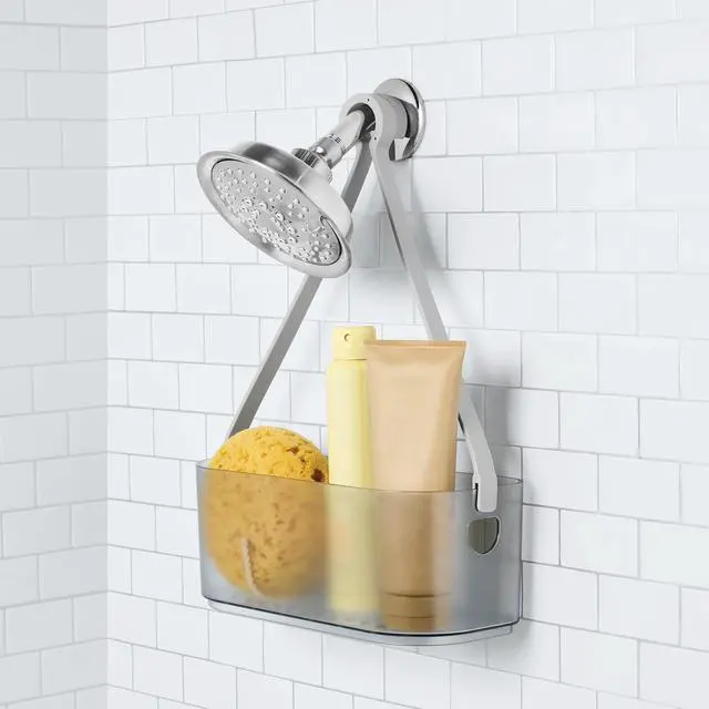 Alt view image 3 of 6 - Mainstays Charcoal Gray Hanging Shower Caddy with Multiple Compartments for Shower Head or Door