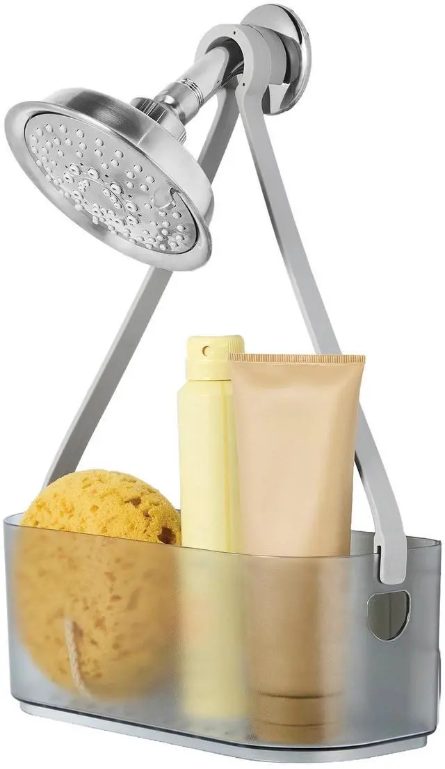Main image of Mainstays Charcoal Gray Hanging Shower Caddy with Multiple Compartments for Shower Head or Door