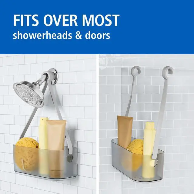 Alt view image 2 of 6 - Mainstays Charcoal Gray Hanging Shower Caddy with Multiple Compartments for Shower Head or Door