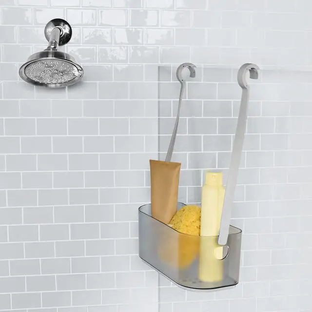 Alt view image 6 of 6 - Mainstays Charcoal Gray Hanging Shower Caddy with Multiple Compartments for Shower Head or Door