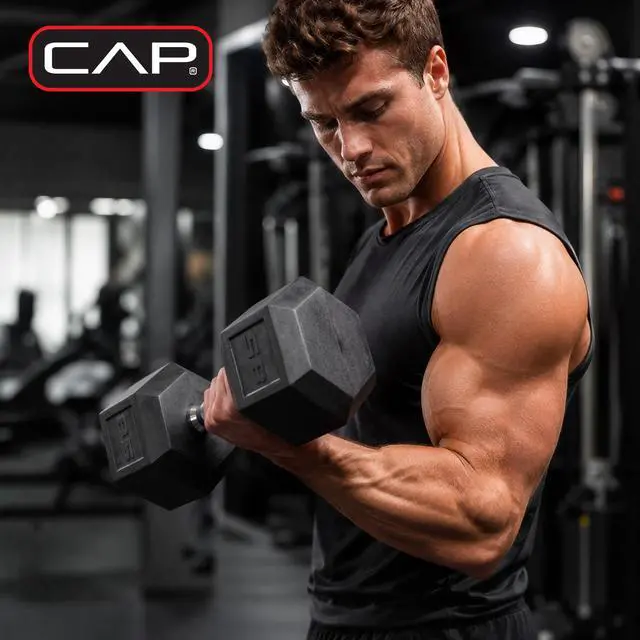 Alt view image 2 of 7 - CAP Barbell, 5lb Rubber Hex Dumbbell, Single