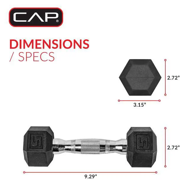 Alt view image 3 of 7 - CAP Barbell, 5lb Rubber Hex Dumbbell, Single