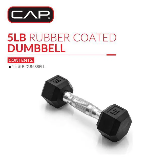 Alt view image 6 of 7 - CAP Barbell, 5lb Rubber Hex Dumbbell, Single