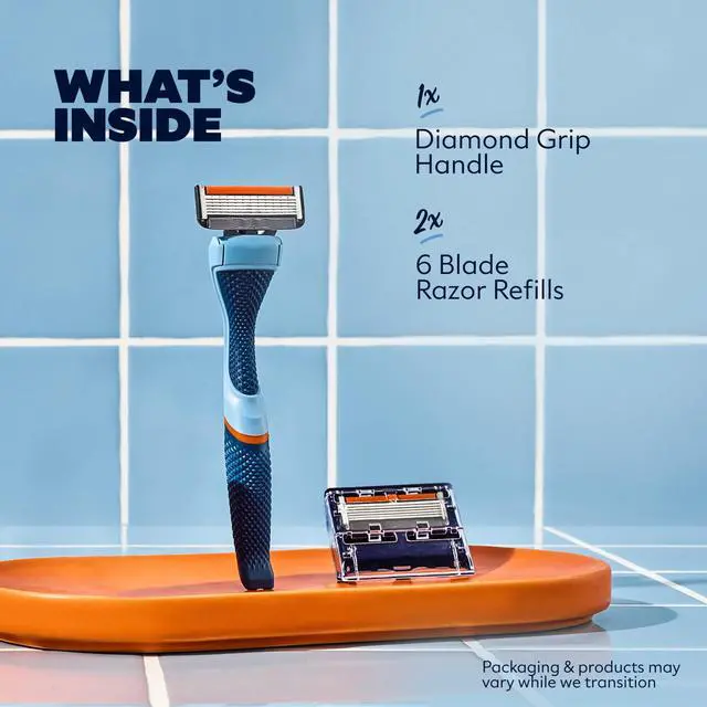 Alt view image 2 of 5 - Dollar Shave Club Men's 6-Blade Razor Starter Set with 1 Handle and 2x 6-Blade Manual Razor Refills
