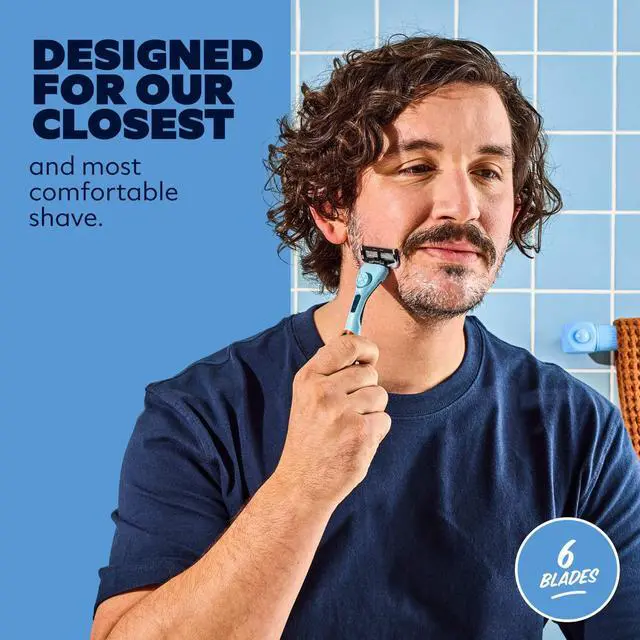 Alt view image 4 of 5 - Dollar Shave Club Men's 6-Blade Razor Starter Set with 1 Handle and 2x 6-Blade Manual Razor Refills