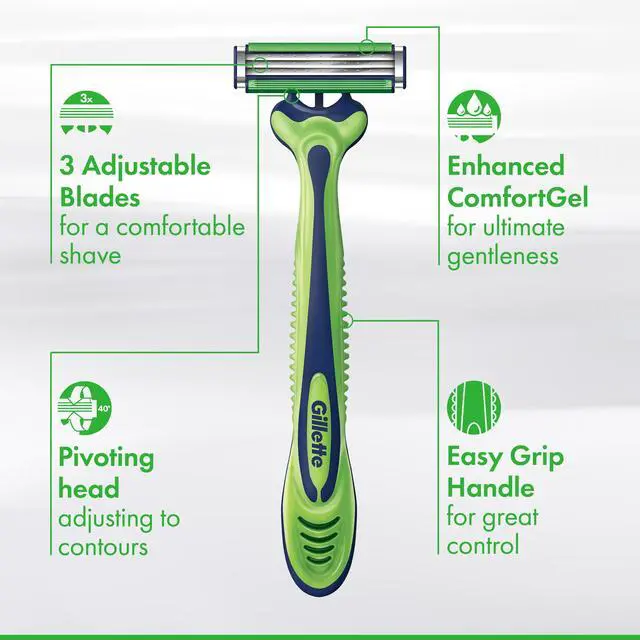 Alt view image 6 of 6 - Gillette Sensor 3 Sensitive Men 3 Blade Disposable Razor,4 count