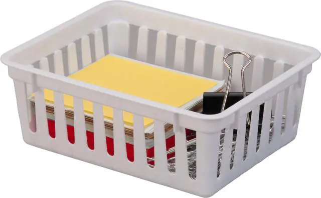 Alt view image 6 of 7 - (6 pack) Mainstays 3-Pack Square Mini Plastic Storage Tray Organizers, Stackable Drawer Organizer Bins for Kitchen, Desk, Bathroom and Vanity Organization, White