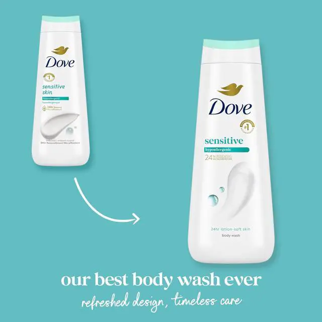 Alt view image 3 of 6 - Dove Body Wash For 24hr Lotion-Soft Skin Sensitive Skin Moisturizing Skin Cleanser Gentle Hypoallergenic Formula With No Sulfates No Parabens, 11 Fl oz
