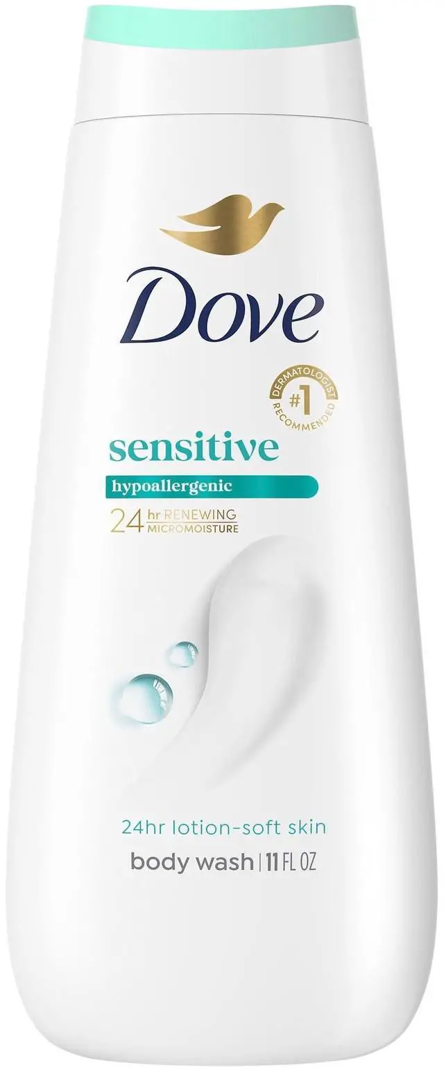 Main image of Dove Body Wash For 24hr Lotion-Soft Skin Sensitive Skin Moisturizing Skin Cleanser Gentle Hypoallergenic Formula With No Sulfates No Parabens, 11 Fl oz