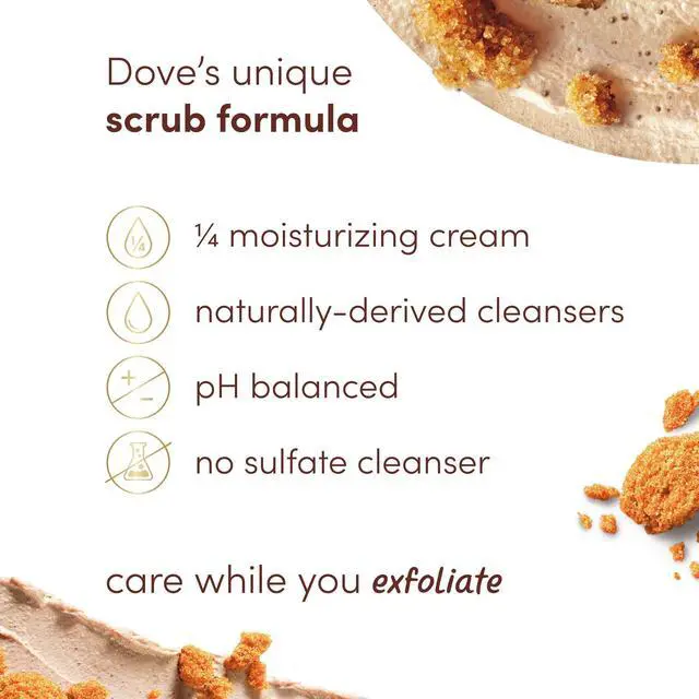 Alt view image 2 of 5 - Dove Exfoliating and Moisturizing Body Scrub, Brown Sugar and Coconut Butter, 15 oz
