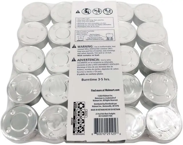 Alt view image 2 of 3 - Mainstays Black Unscented Indoor/Outdoor Tealight Candles, 25 Count