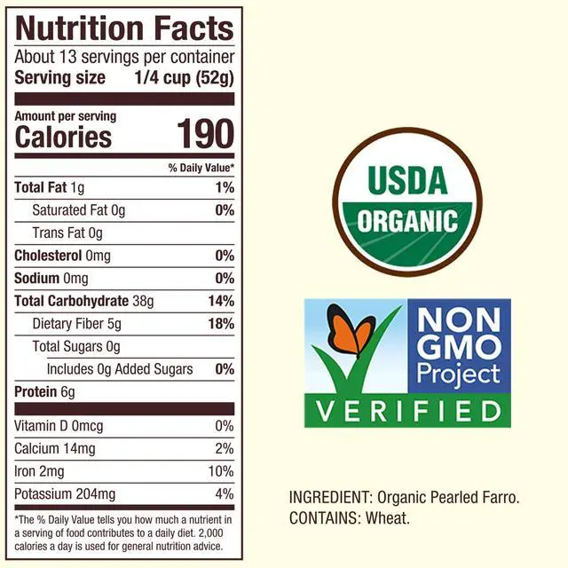 Alt view image 7 of 7 - Bob's Red Mill Organic Farro Grain 24 oz