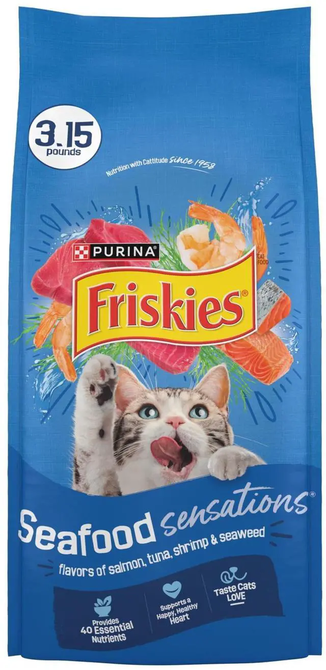 Main image of Purina Friskies Dry Cat Food Seafood Sensations with Salmon, Tuna, and Shrimp Flavors, 3.15 lb Bag