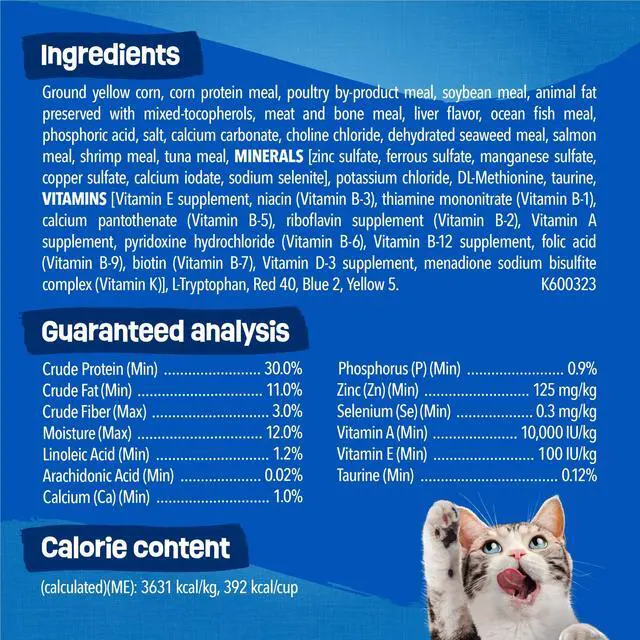 Alt view image 6 of 6 - Purina Friskies Dry Cat Food Seafood Sensations with Salmon, Tuna, and Shrimp Flavors, 3.15 lb Bag